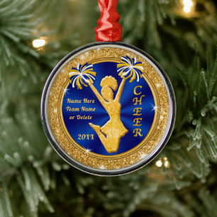 Ornamentos de Cheerleaderes Azuis e Dourados Perso