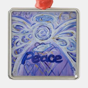 Ornamentos de Feriados de Arte do Peace Angel Word