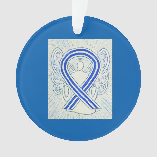 Ornamentos de Fita de Consciência ALS Azul e Branc (Frente)