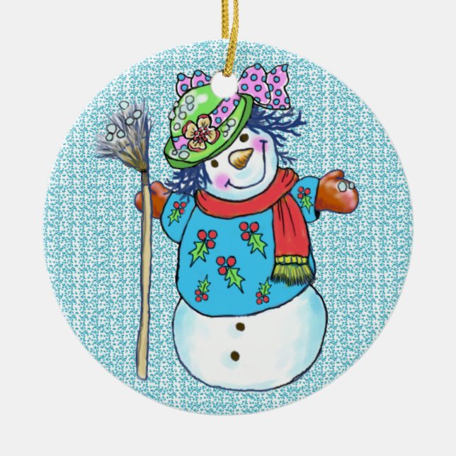 Ornamentos de Lady Snowman Snowman (Frente)