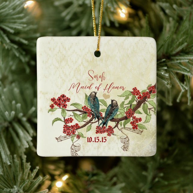 Ornamentos de Madrinhas de casamento de aves Red V (Árvore)