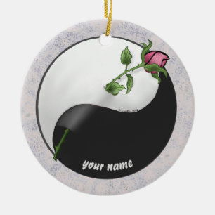ornamentos de rosa Yin Yang