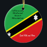 ornamentos de santos e nevis<br><div class="desc">Ornamentos concebidos com a bandeira de gatinhos e nevis santos juntamente com uma frase sentimental escrita por grampos verbais ralph</div>