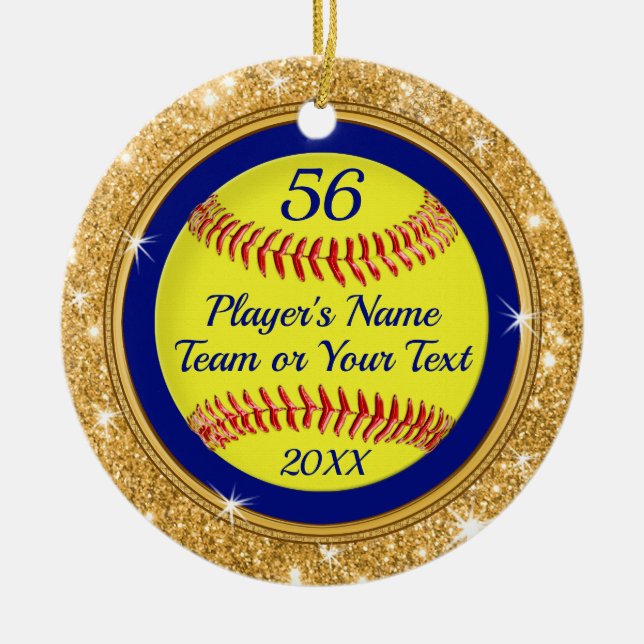 Ornamentos de Softball Personalizados com aparênci (Frente)