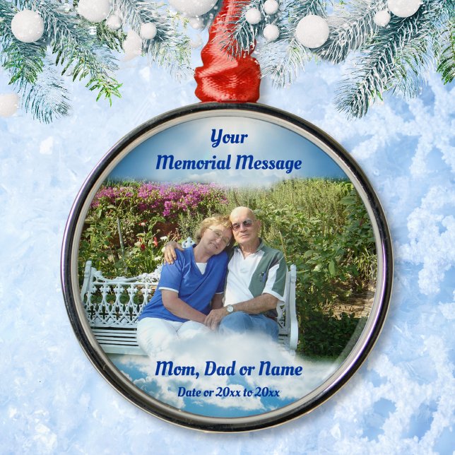 Ornamentos Memoriais para Mãe, Pai, Pais Amados Um (Memorial gifts for loss of parents. Memorial ornaments. Memorial Christmas Ornaments with Picture.)