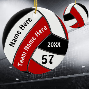 ornamentos Personalizados de Voleibol do Red Black