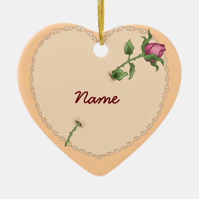 ornamentos personalizados do Lacy Heart Rosa (Frente)