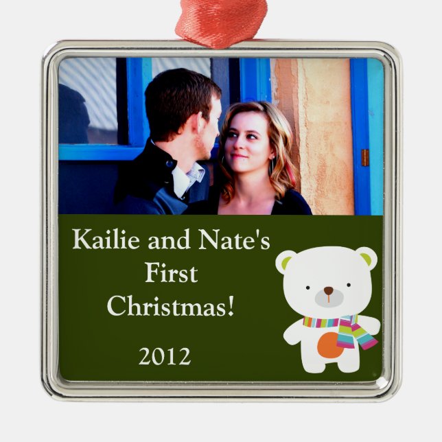 Ornamentos Personalizados - Urso Polar de Natal (Frente)