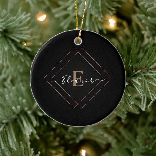 Ornamentos Pretos Personalizados com Nome (Árvore)