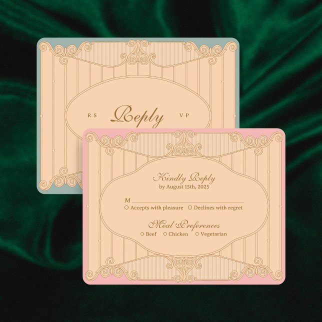 Ornate Art Nouveau Wedding RSVP Card (Criador carregado)