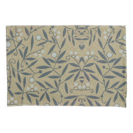 Ornate floral pattern with dark blue vines 