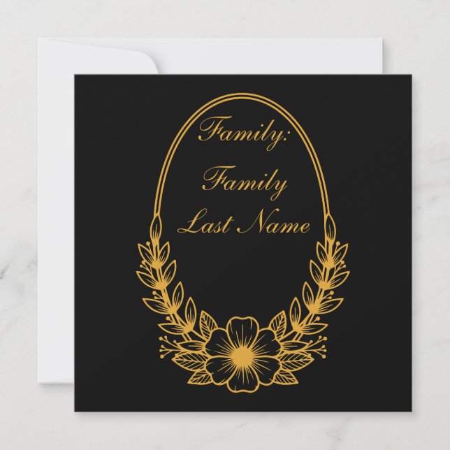 Ornate Gold Wreath Invitation with Custom Text Des (Frente)
