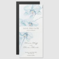 Orquídea Azul Suave Salve a Data de Convite Magnét