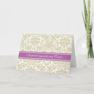Orquídea Beige Damask Cousin Bridesmaid Convite
