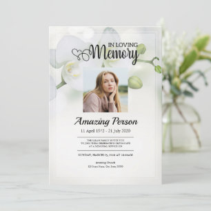 Orquídea branca Ordem funerária de serviço Convite