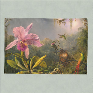 Orquídea de Cattelya brasileira e 3 beija-flores