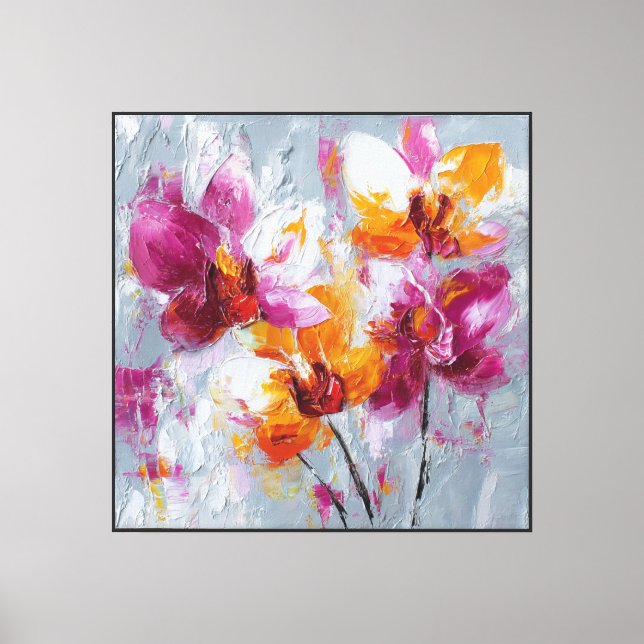 Orquídea de Chama de Veludo Canvas Abstrato (Frente)