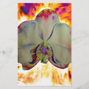 Orquídea de incêndio, floral de aquarela vibrante