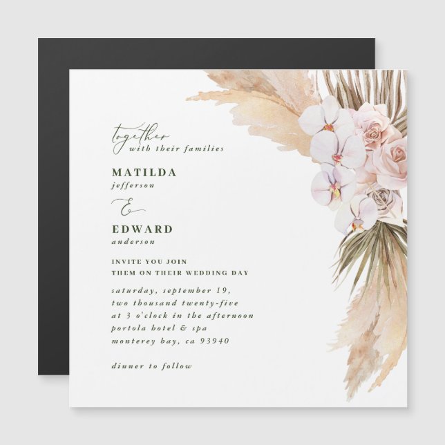 Orquídea de palmeira de erva-pampas orquídea russa (Frente/Verso)