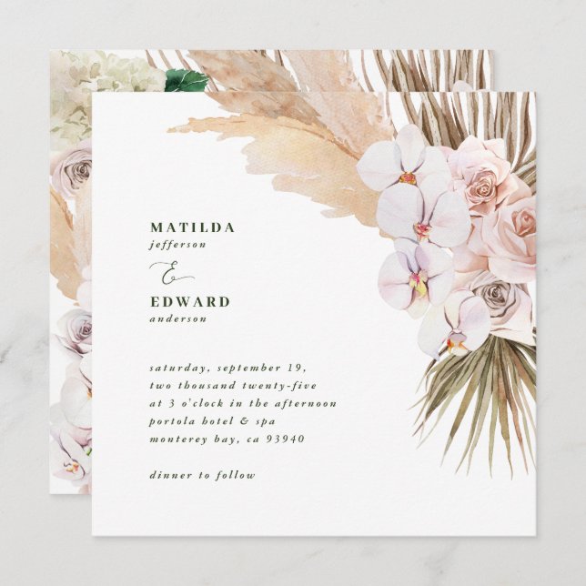 Orquídea de palmeira de erva-pampas orquídea russa (Frente/Verso)