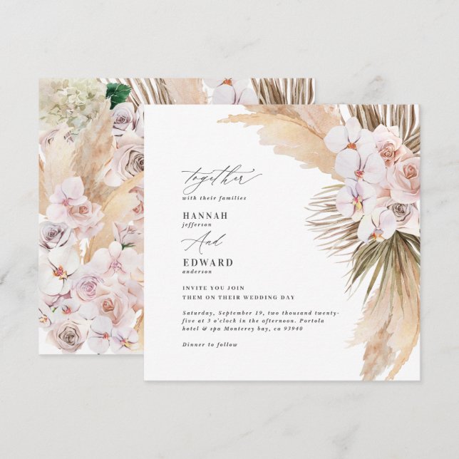 Orquídea de palmeira de erva-pampas orquídea russa (Frente/Verso)