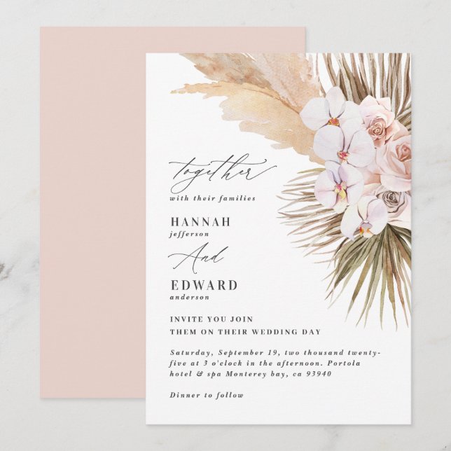 Orquídea de palmeira de erva-pampas orquídea russa (Frente/Verso)