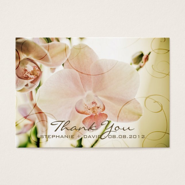 Orquídea Rosa ・ Etiqueta de Favor de Casamento (Frente)