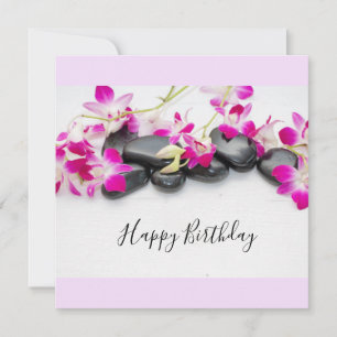Orquídea roxa com cartão de aniversário de pedra q