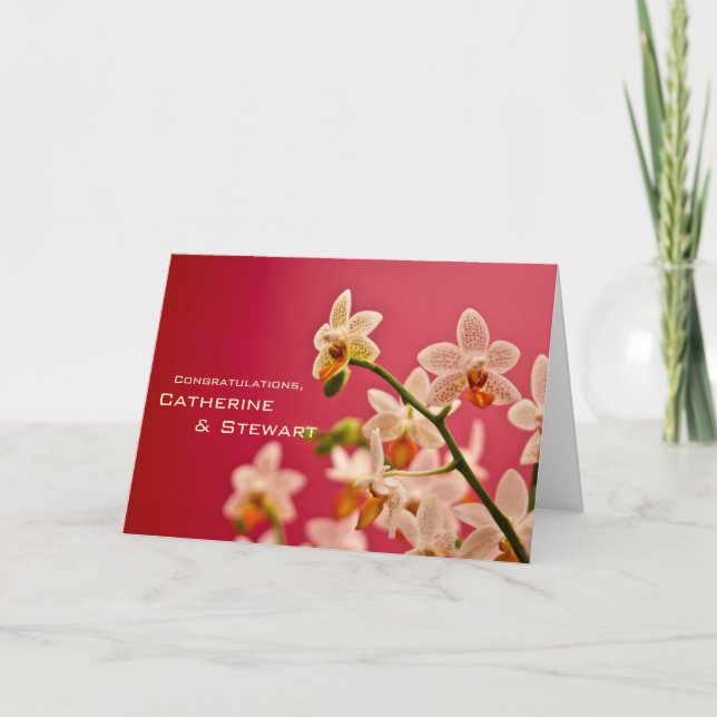 Orquídea Vermelha - Cartão de Parabéns de Casament (Frente)