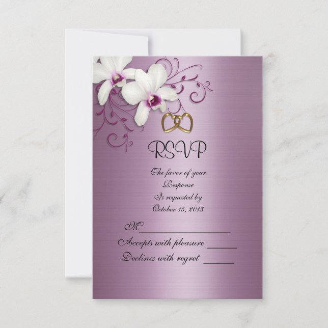 Orquídeas brancas da placa de resposta RSVP (Frente)