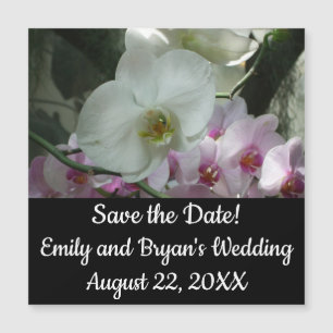 Orquídeas brancas e roxas salvam a data
