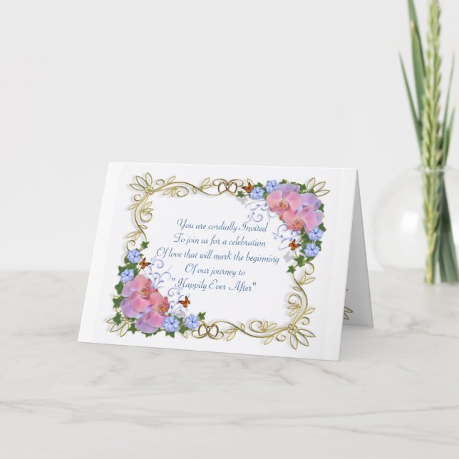 Orquídeas cor-de-rosa de convite de casamento eleg (Frente)