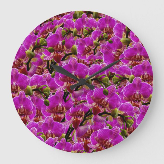 Orquídeas Dançantes Magenta, Relógio de Parede (Frente)