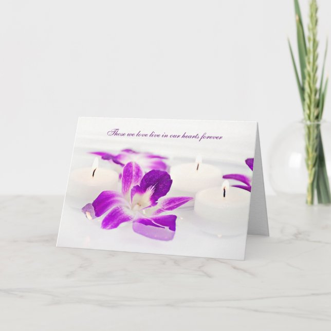 Orquídeas e Cartão de condolências de Velas Rosa (Frente)