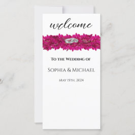 Orquídeas Fuchsia sobre Anéis de Casamento Branco-