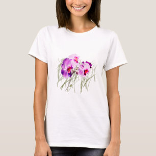 Orquídeas na camisa da costa