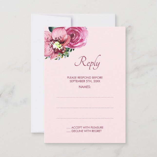 Orquídeas Rosa e Rosas - Placas de Resposta de Cas (Frente)