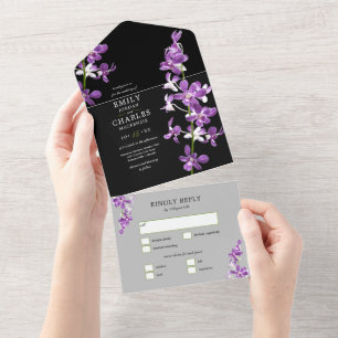 Orquídeas Roxas, Casamento Elegante Moderno Tudo E