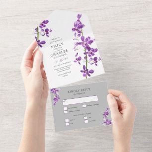 Orquídeas Roxas, Casamento Elegante Moderno Tudo E