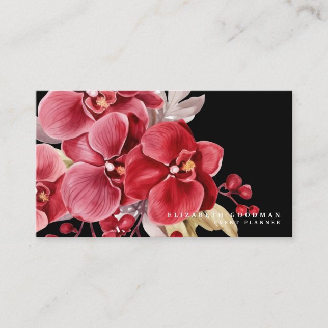 Orquídeas Vermelhas Clássicas Cartões de visitas P (Frente)