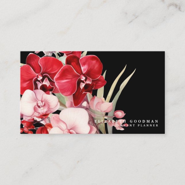 Orquídeas Vermelhas Clássicas Cartões de visitas P (Frente)