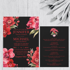 Orquídeas Vermelhas Em Um Convites De Casamento