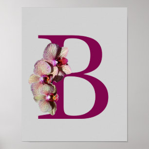 Orquídeo Elegante Monograma inicial B Poster