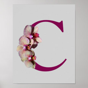 Orquídeo Elegante Monograma Inicial C Poster