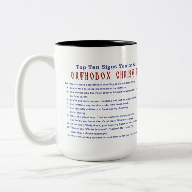 Ortodoxo Christian Top 10 assina caneca de 15 oz c (Esquerda)