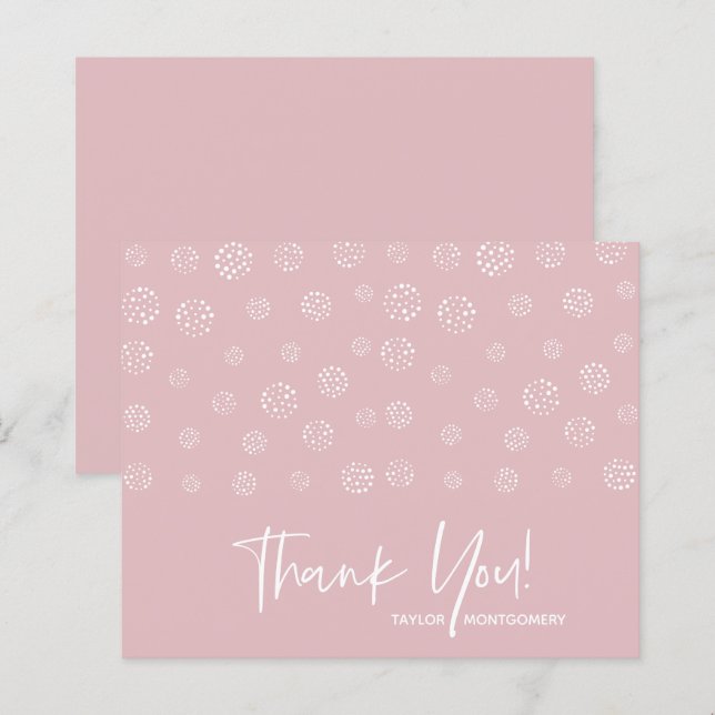 Ortografia Branca Dusty Rosa Obrigado Cartões (Frente/Verso)
