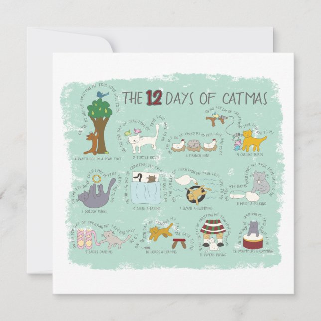 Os 12 dias de Natal no Cartão de Natal de Mint Pho (Frente)