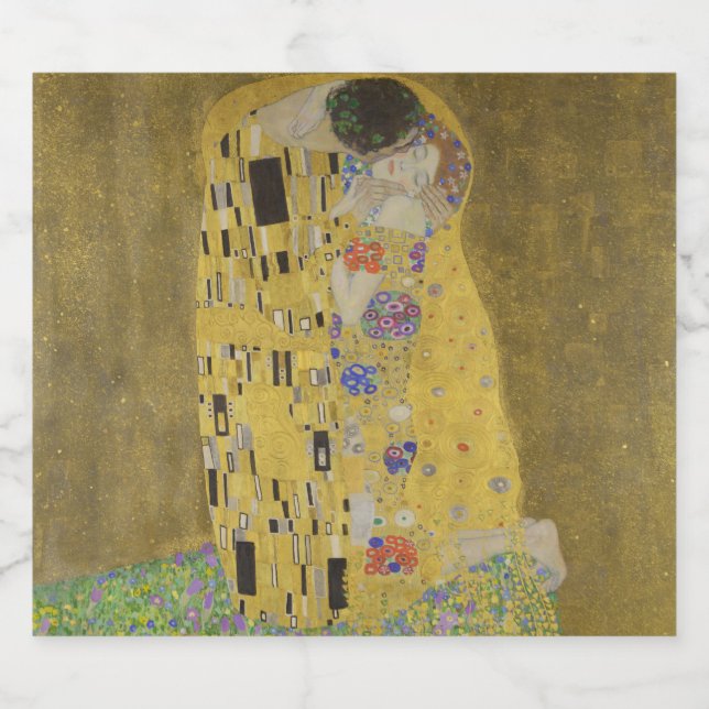 Os amantes beijando o abraço de Gustav Klimt (Rótulo Único)