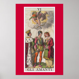 Os amantes cardam o poster clássico de Tarot Gli
