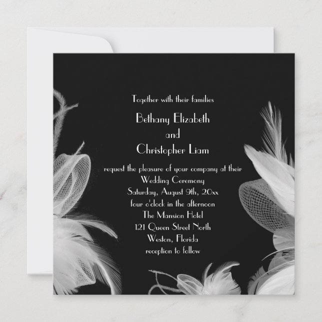 Os anos 20 emplumados que Wedding o convite 2 (Frente)